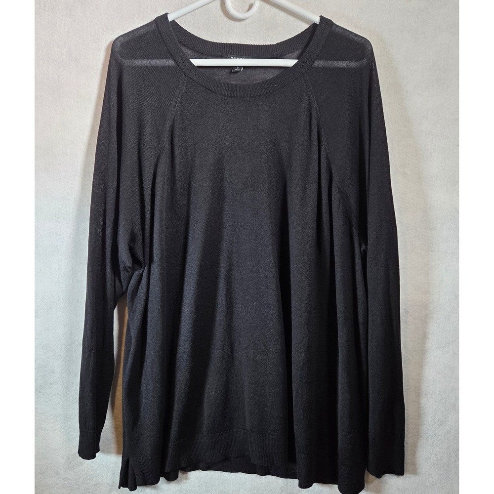 Torrid Womens Plus Size 3 Black Lightweight Fine Knit Raglan Pullover Sweater